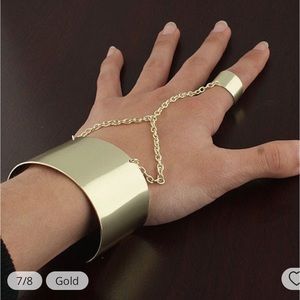 Gold Cuff Chain Bracelet/Ring